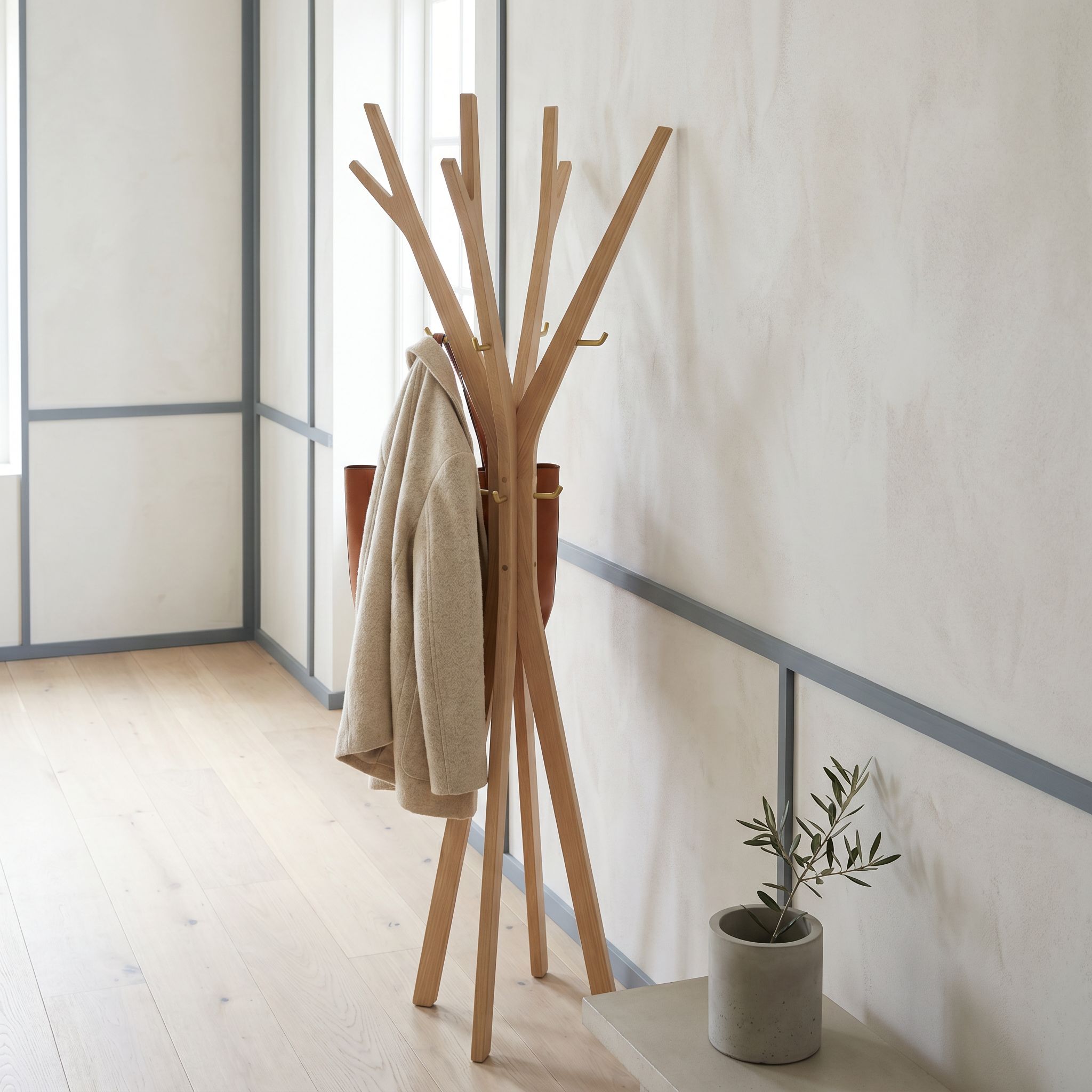 Patère multi-crochets — porte-manteau bois